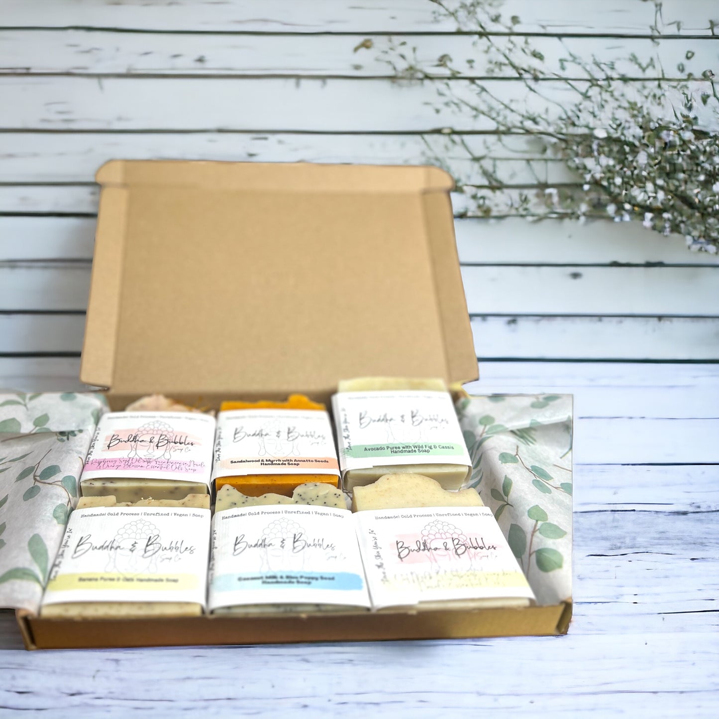 Soap bar gift box with 6 full size artisan soap bars letterbox gift