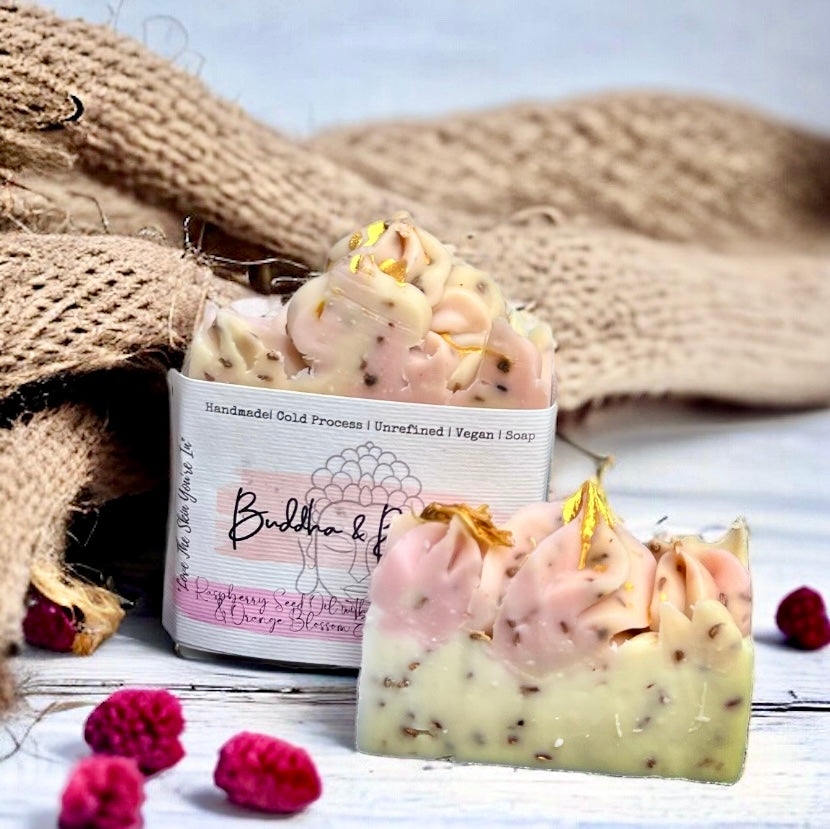 Bar Soap handmade raspberry seed oil with frankincense neroli orange blossom