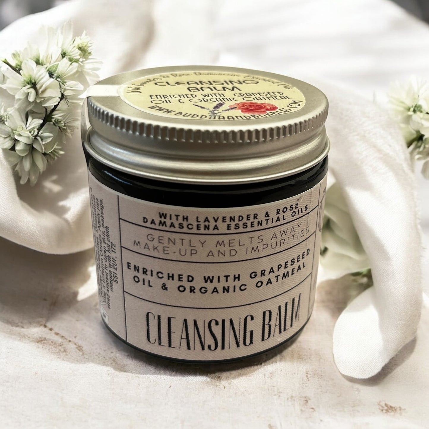 Hot cloth facial cleansing balm with lemon essential oil and rosemary essential oil