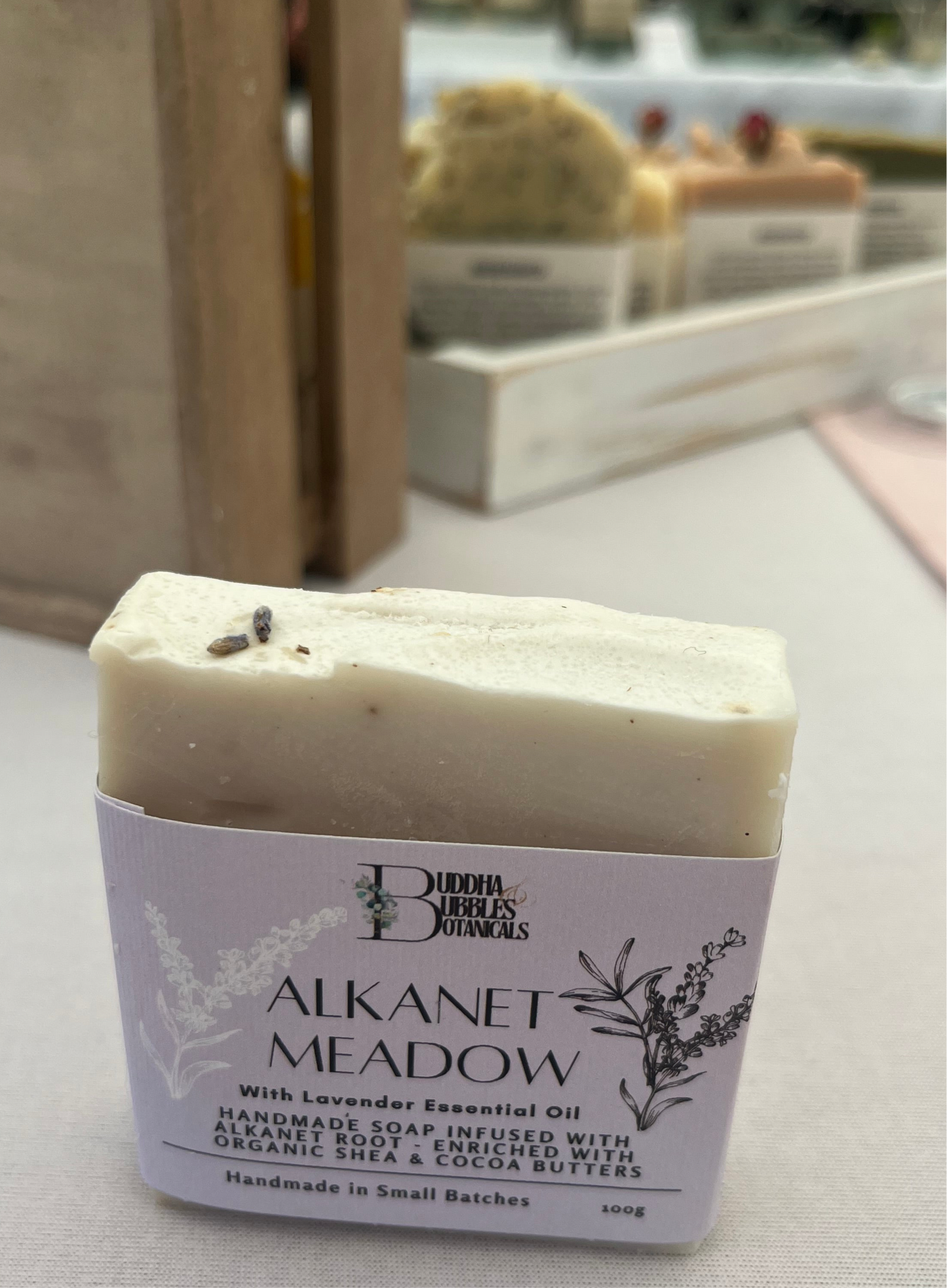 Alkanet meadow handmade soap bar with Alkanet foot and lavender essential oil