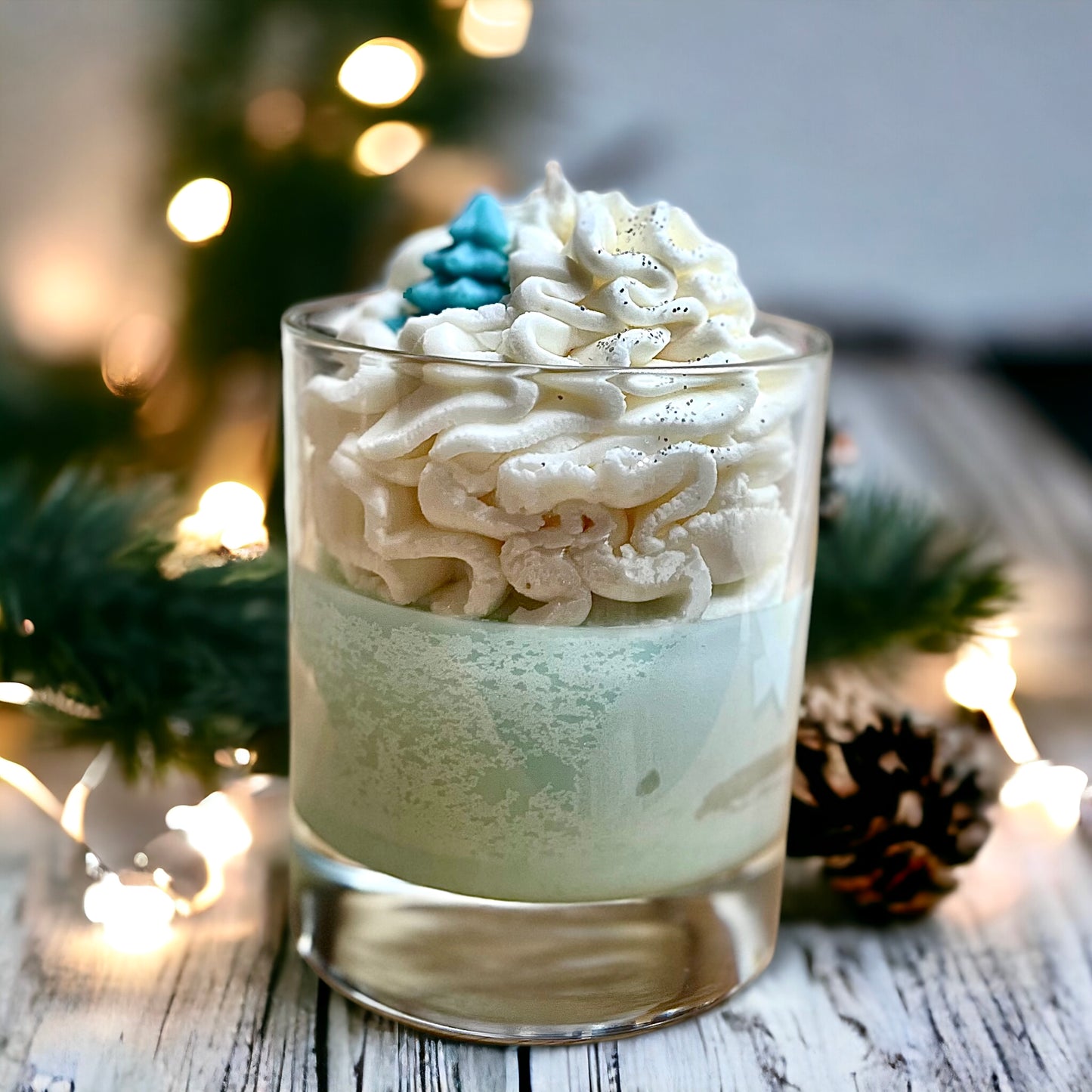 Handmade Winter Xmas dessert candle with whipped wax, range of fragrances, perfect Xmas gift