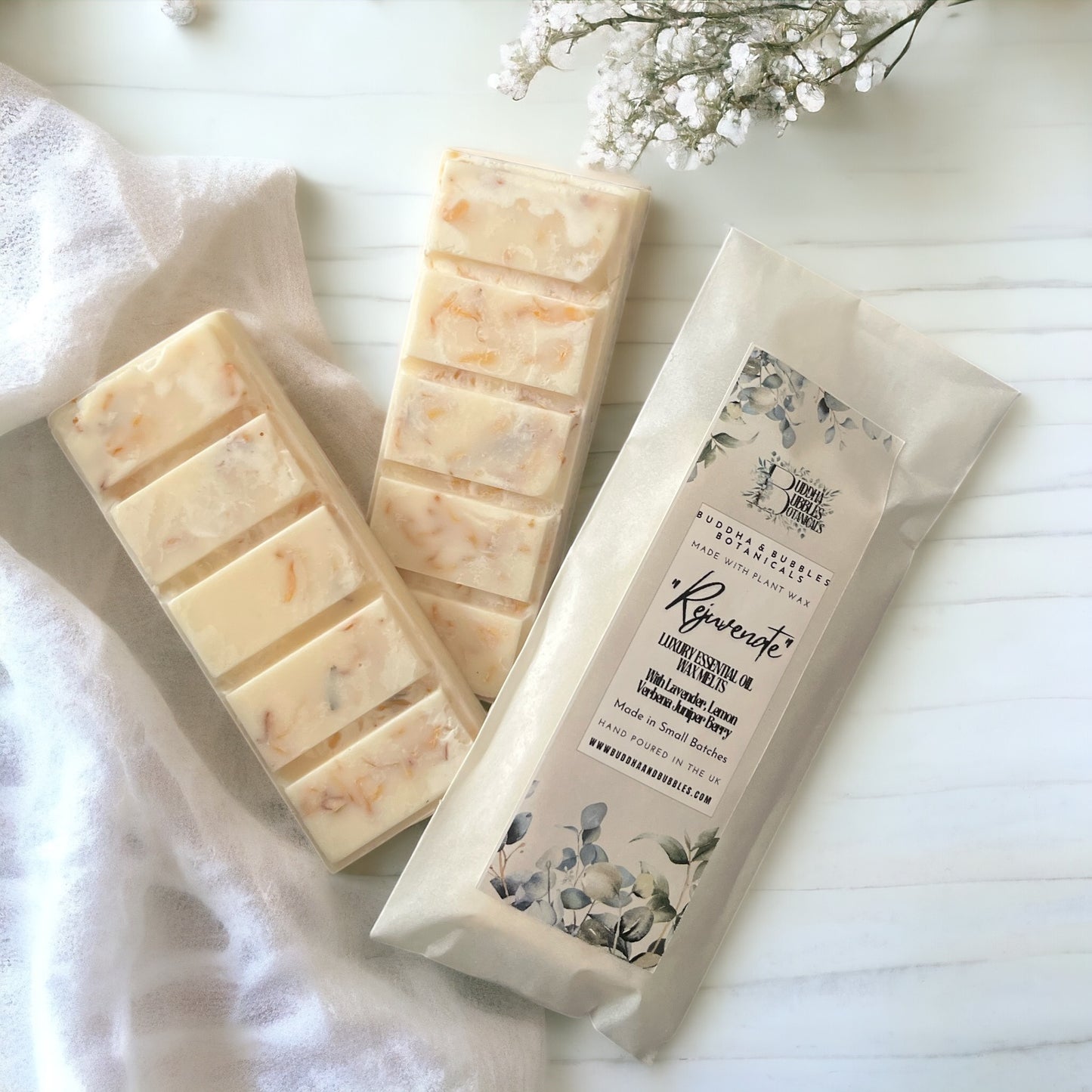 Wax melt Essential Oil blend strong aromatherapy snap bars Buddha and bubbles