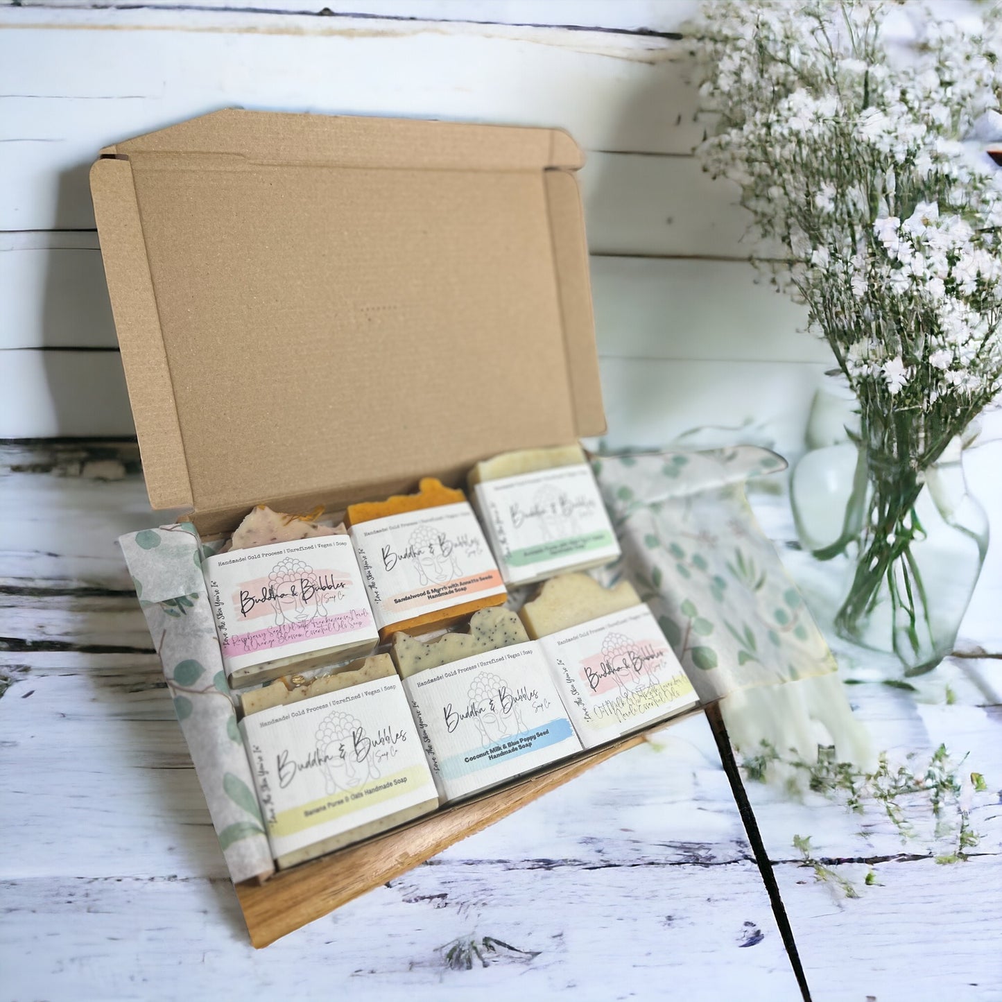Soap bar gift box with 6 full size artisan soap bars letterbox gift