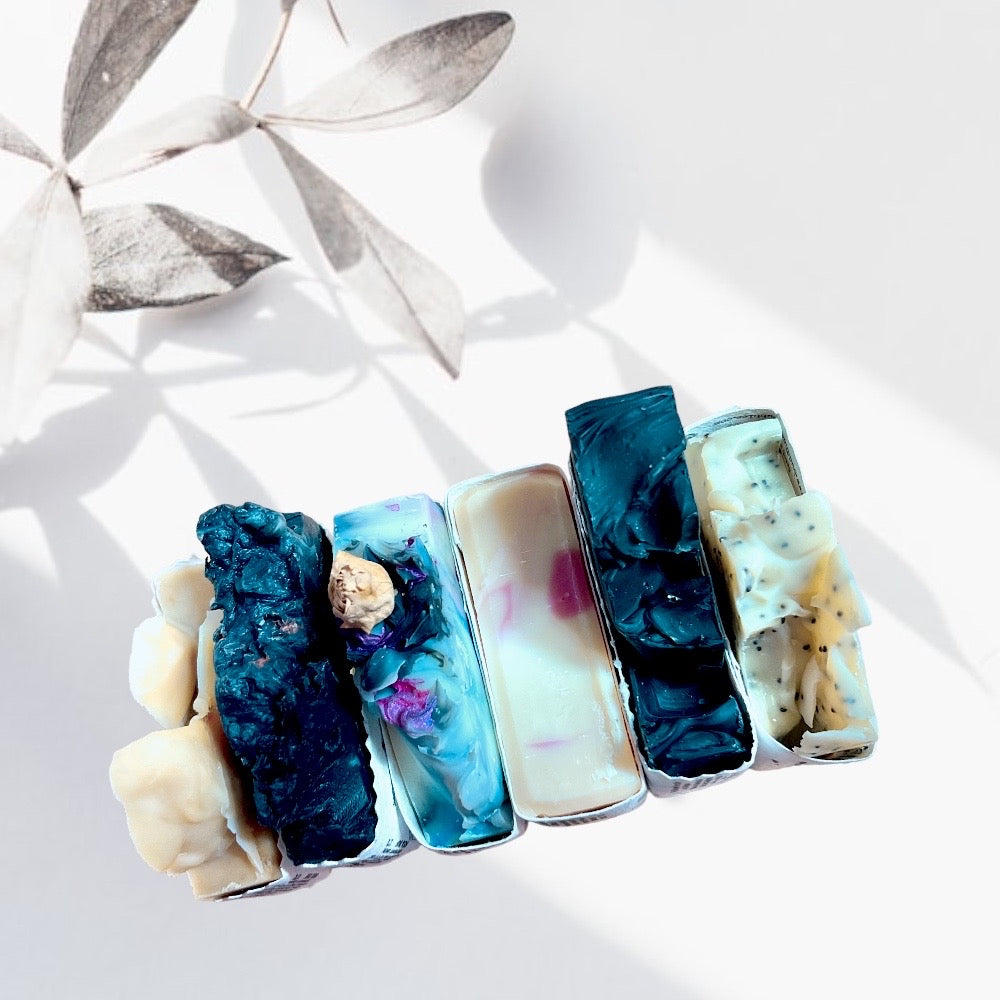 Gift Box Handmade Soap with seed paper holdjng doap buddha and bubbles