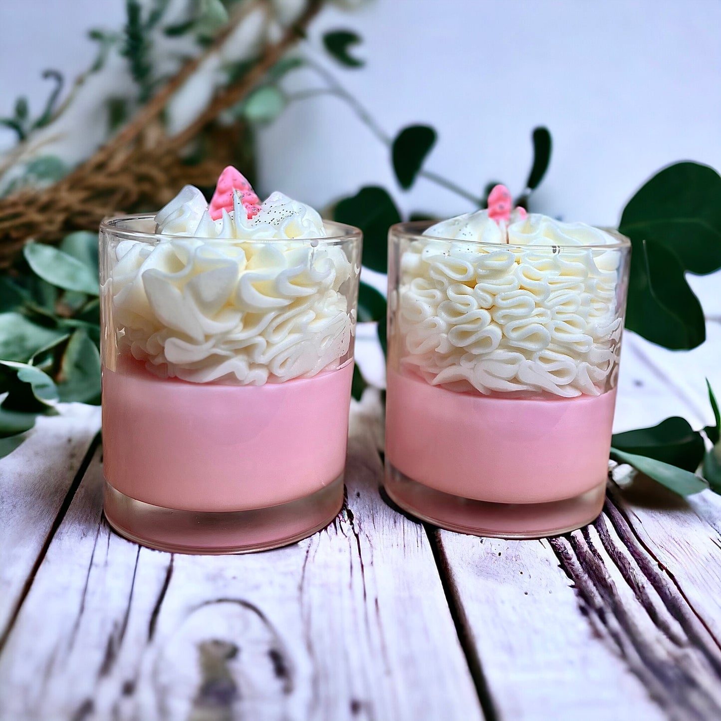 Xmas Candle pink with Embedded Wax Melt Xmas tree