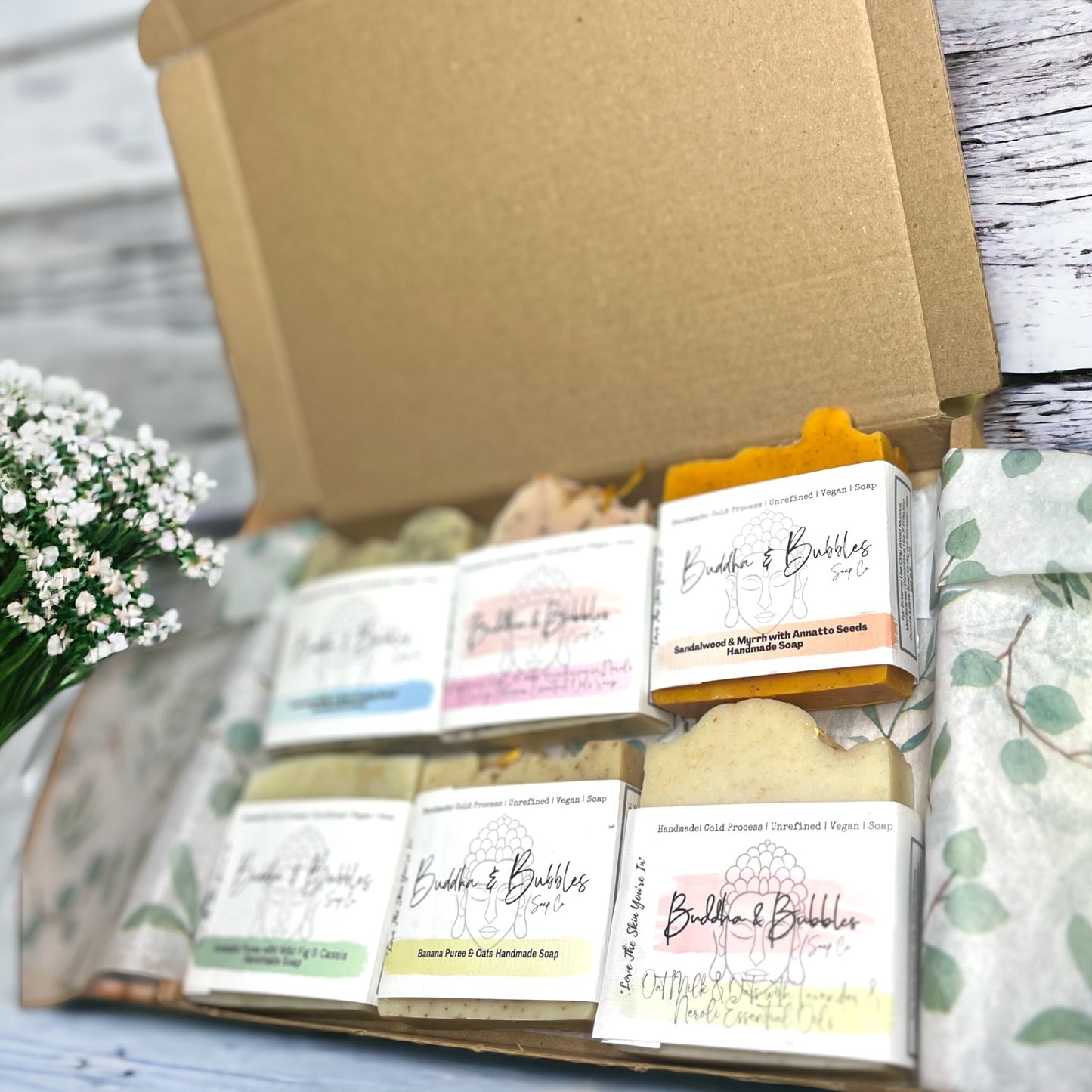 Soap bar gift box with 6 full size artisan soap bars letterbox gift