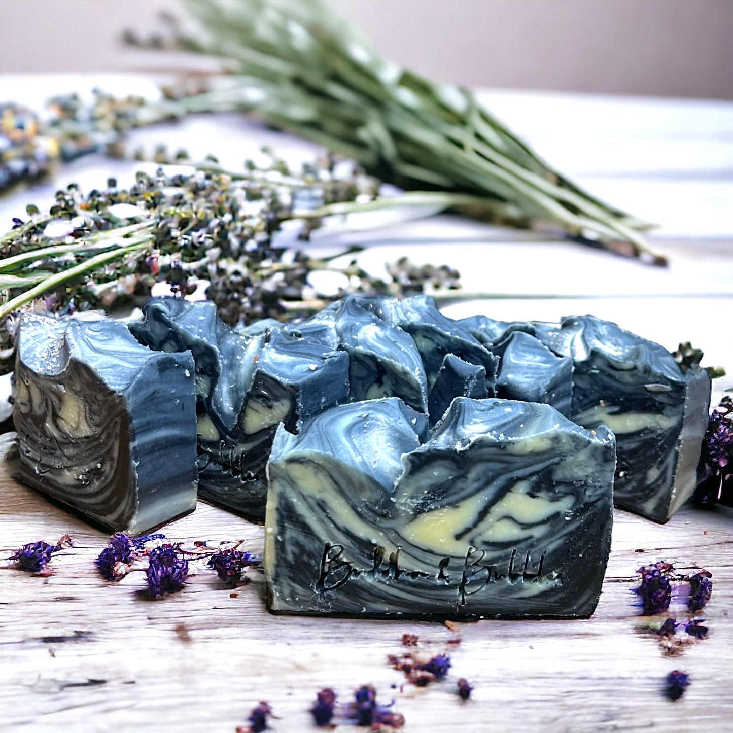 Soap Bar with Activated Charcoal and Teatree and Lavender Essential Oils enriched with Shea Butter