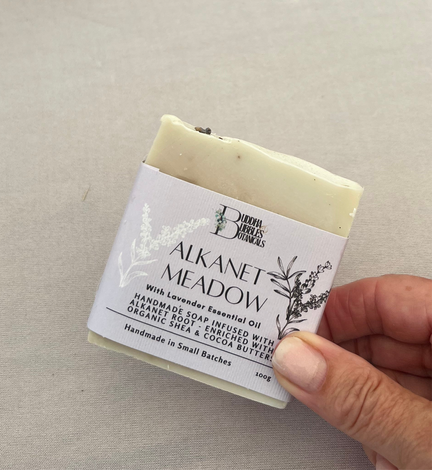 Alkanet meadow handmade soap bar with Alkanet foot and lavender essential oil