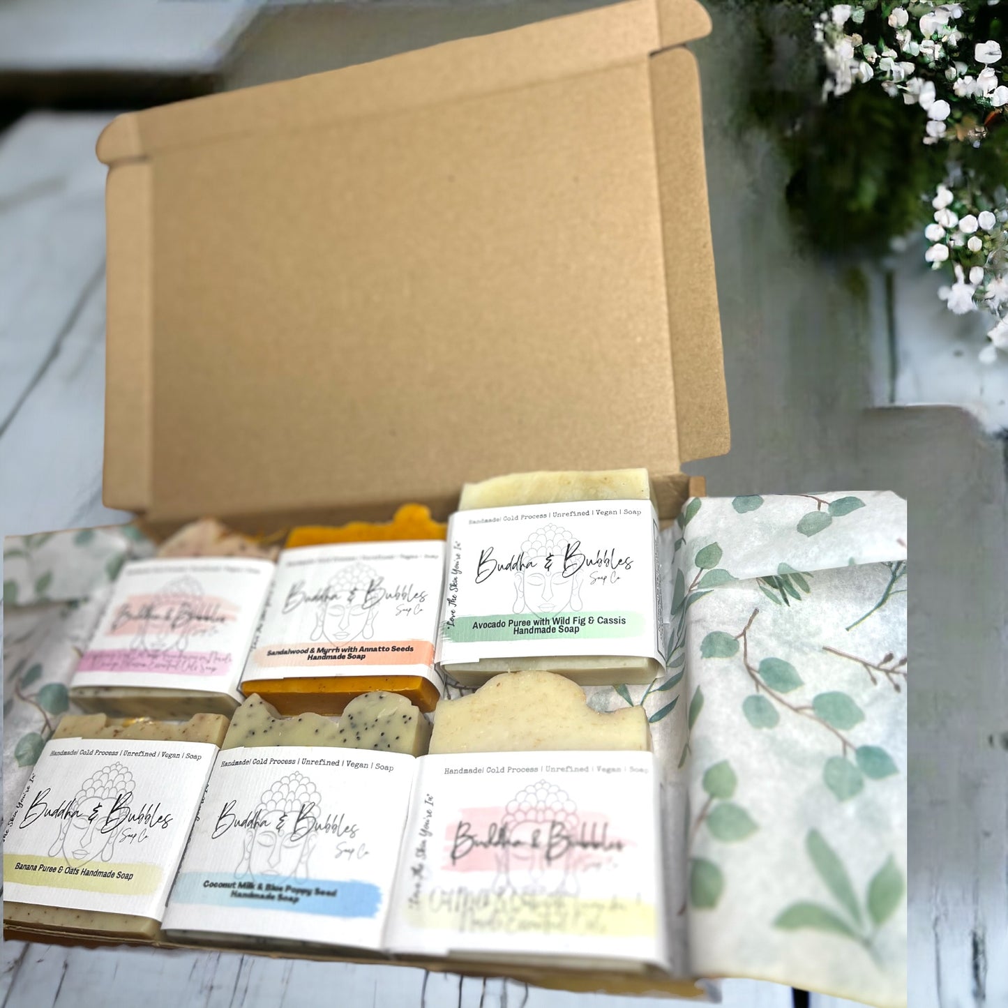 Soap bar gift box with 6 full size artisan soap bars letterbox gift