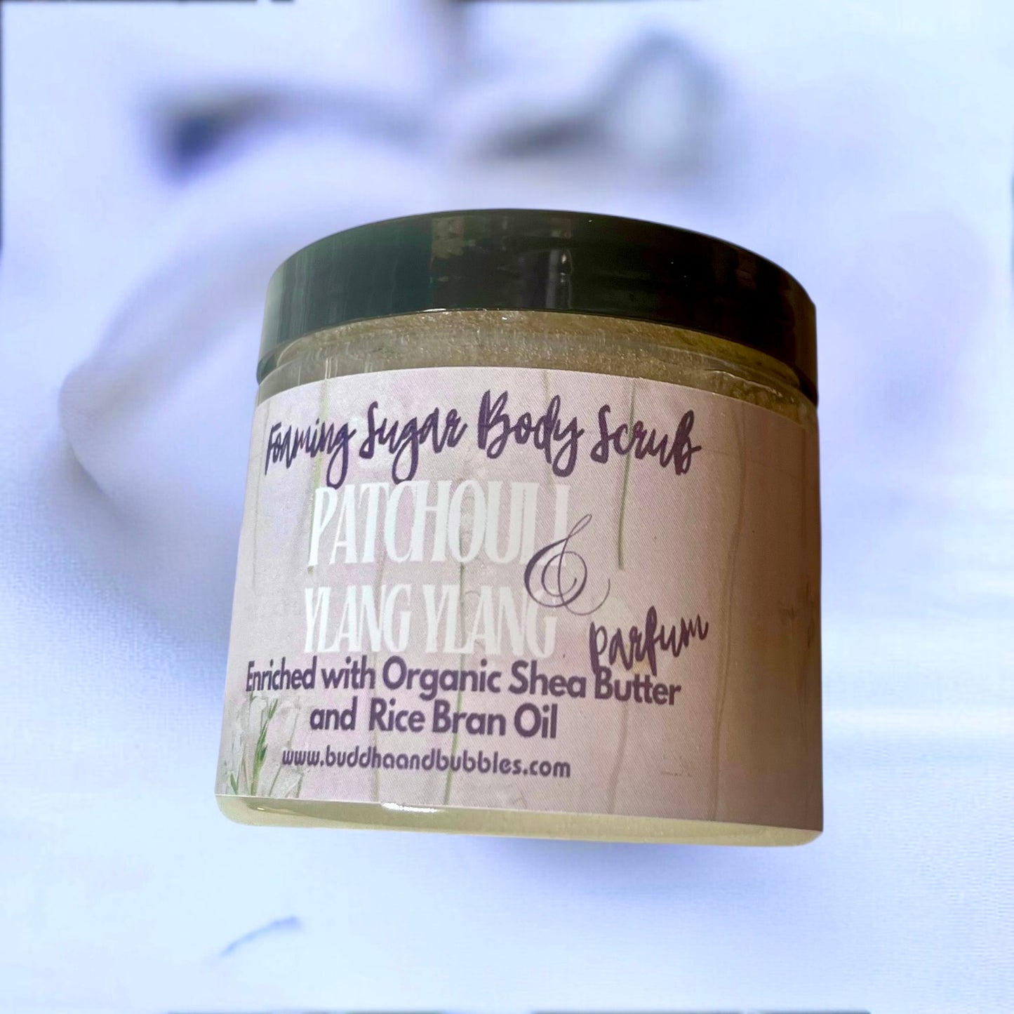 Jar of Patchouli & Ylang Ylang body scrub