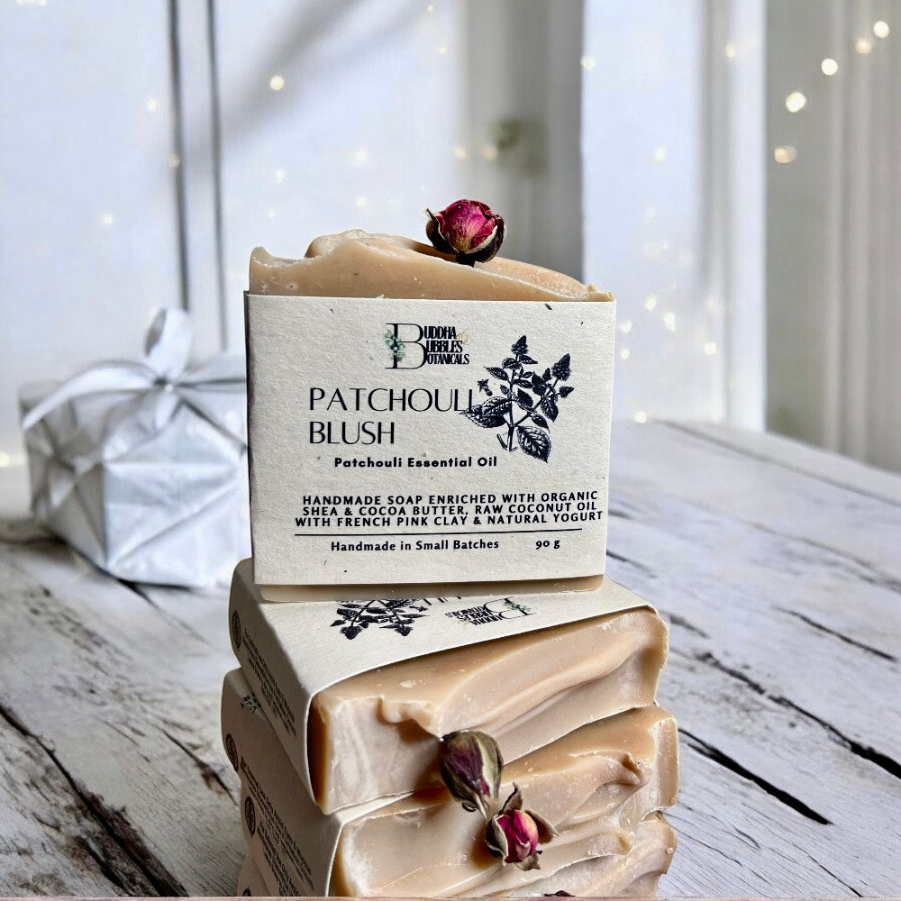 Soap Bar Rose and Patchouli Essential Oil aromatherapy with yogurt