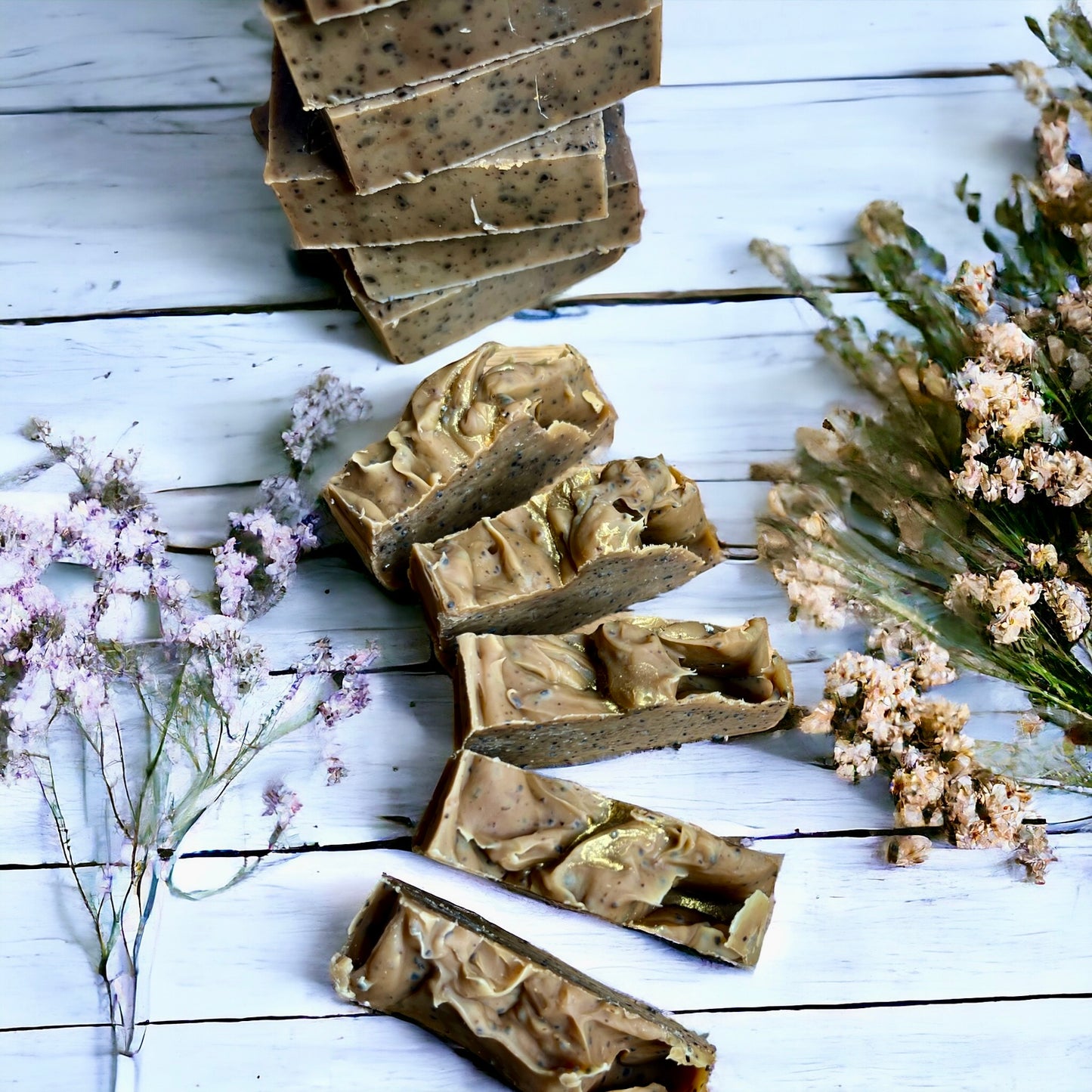 Upcycled coffee and coffee grounds soap bar large size