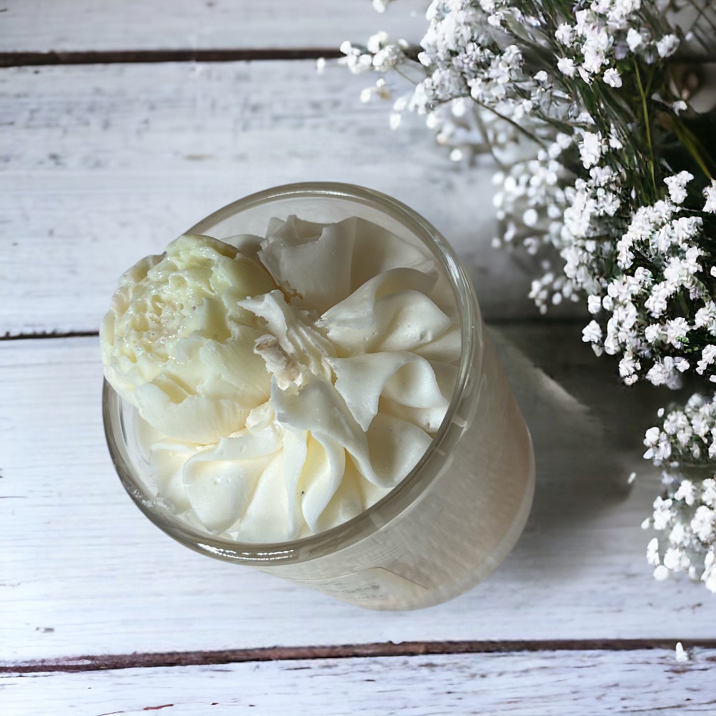 luxury candle highly scented choice of parfum with peony wax melt embed