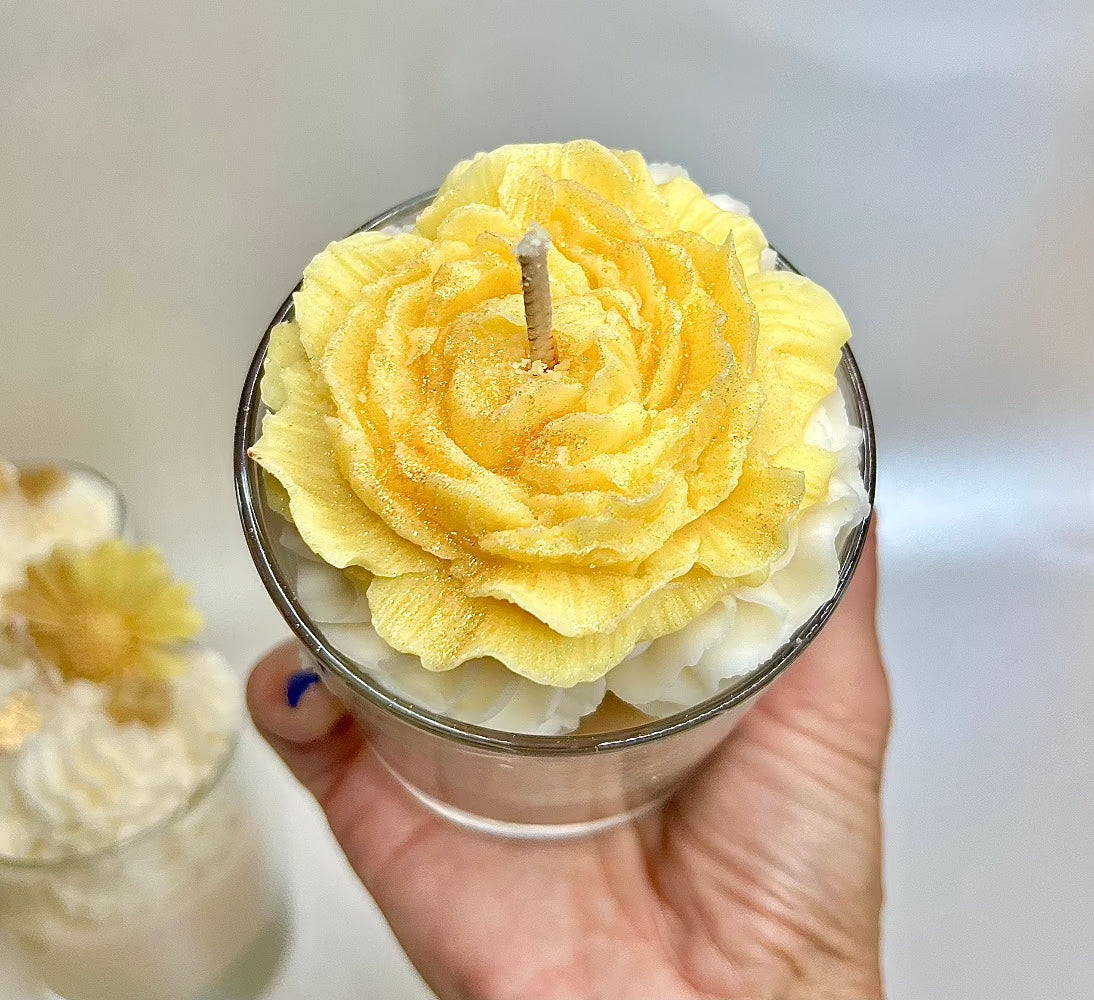 Bespoke Handmade Luxury Whipped Wax Candle with choice of parfum with Rose