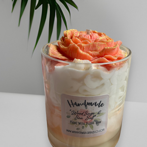 Open image in slideshow, Luxury Whipped Wax Dessert Candle Wood Sage &amp; Sea Salt And wax melt embed
