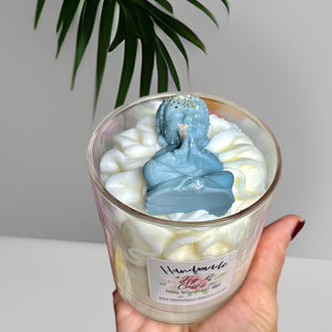 Open image in slideshow, luxury whipped wax dessert candle aith fig and cassis parfum with buddha
