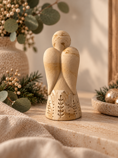 Large Handmade Angel Tealight Candle Holder | Eco Resin Season of Stillness Christmas Angel Decoration | Luxury Gift Boxed Angel Ornament