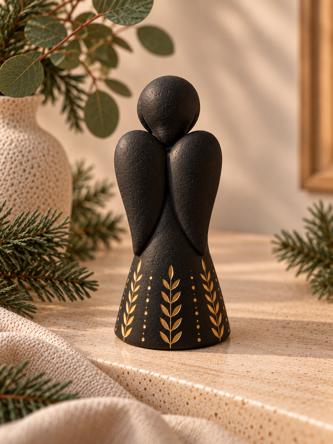 Large Handmade Angel Tealight Candle Holder | Eco Resin Season of Stillness Christmas Angel Decoration | Luxury Gift Boxed Angel Ornament