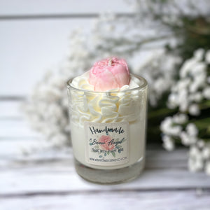 Candle whipped wax dessert candle snow Angel  with peony