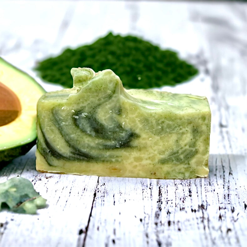 Small bar Soap bar artisan avocado oil avocado puree and Spirulina 