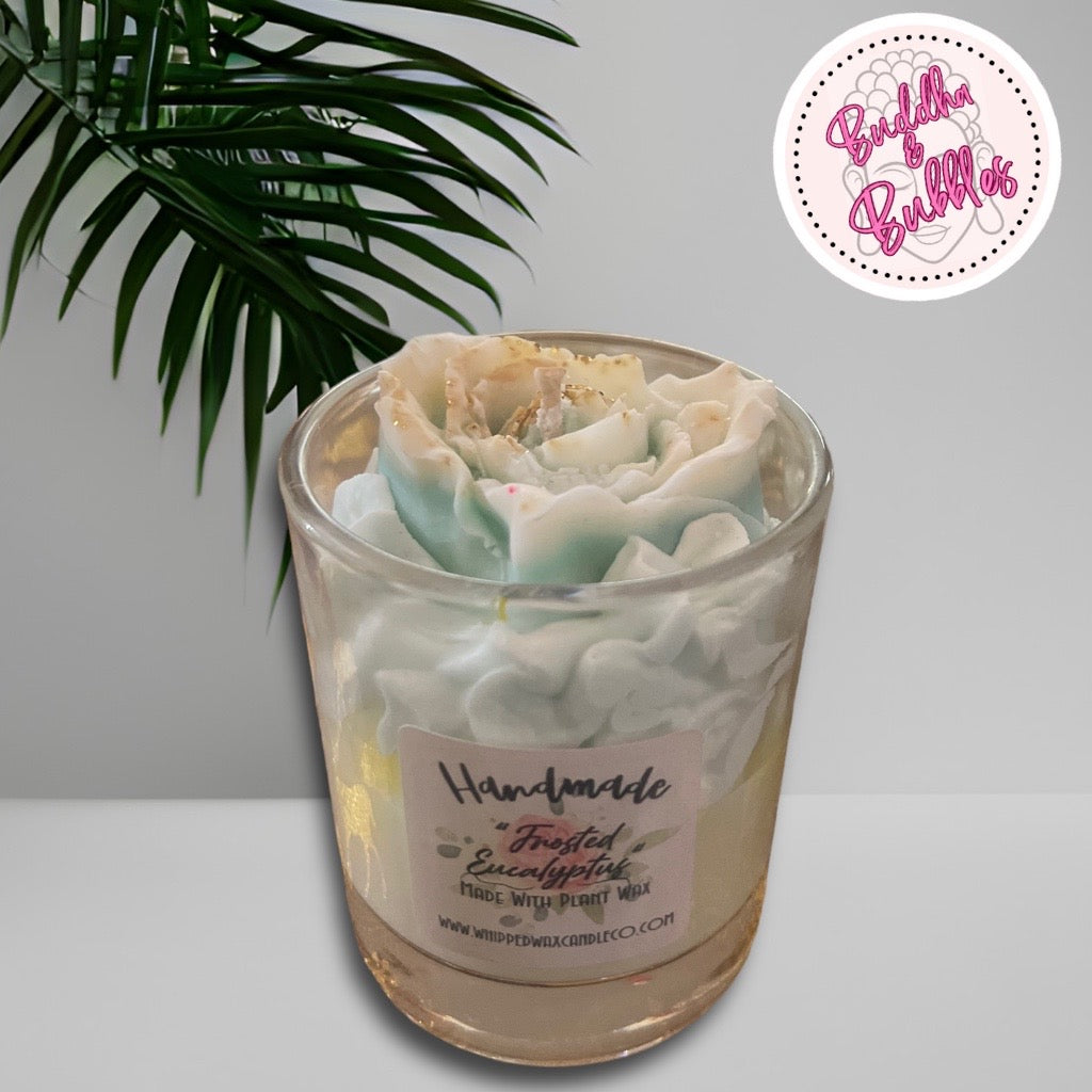 Handmade Luxury whipped wax candle with Frosted Eucalyptus parfum 