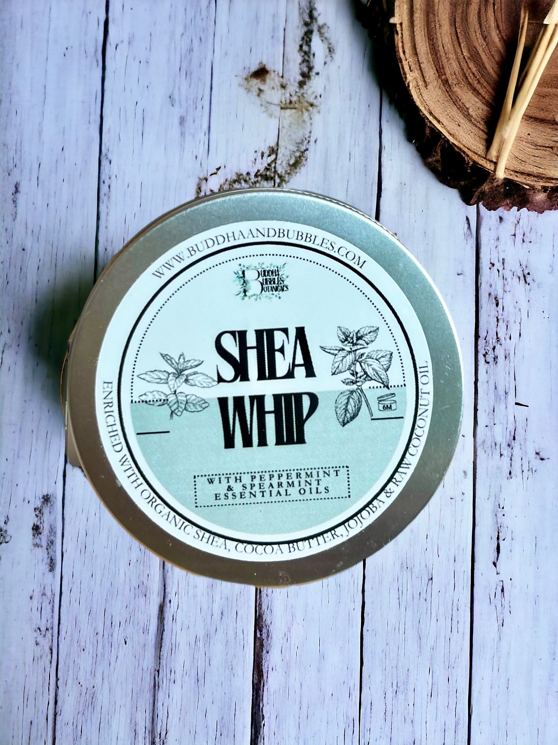 handmade shea whip with geranium and patchouli essential oils