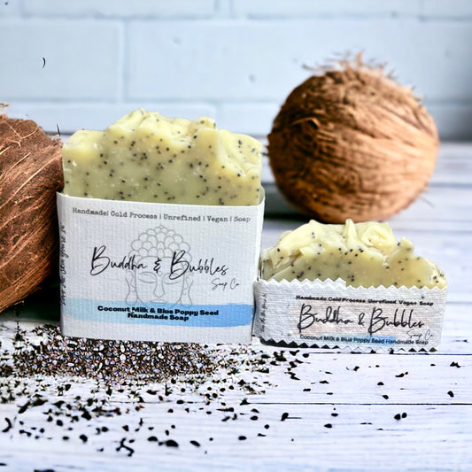 Soap handmade coconut milk and blue poppy seeds 