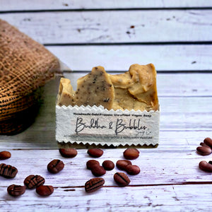 Open image in slideshow, Soap bar coffee grounds with coffee parfum
