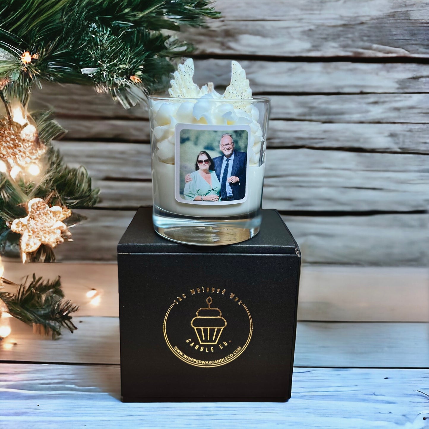 Dessert Candle Pink Xmas with Xmas Tree Fragrance and Whipped Wax