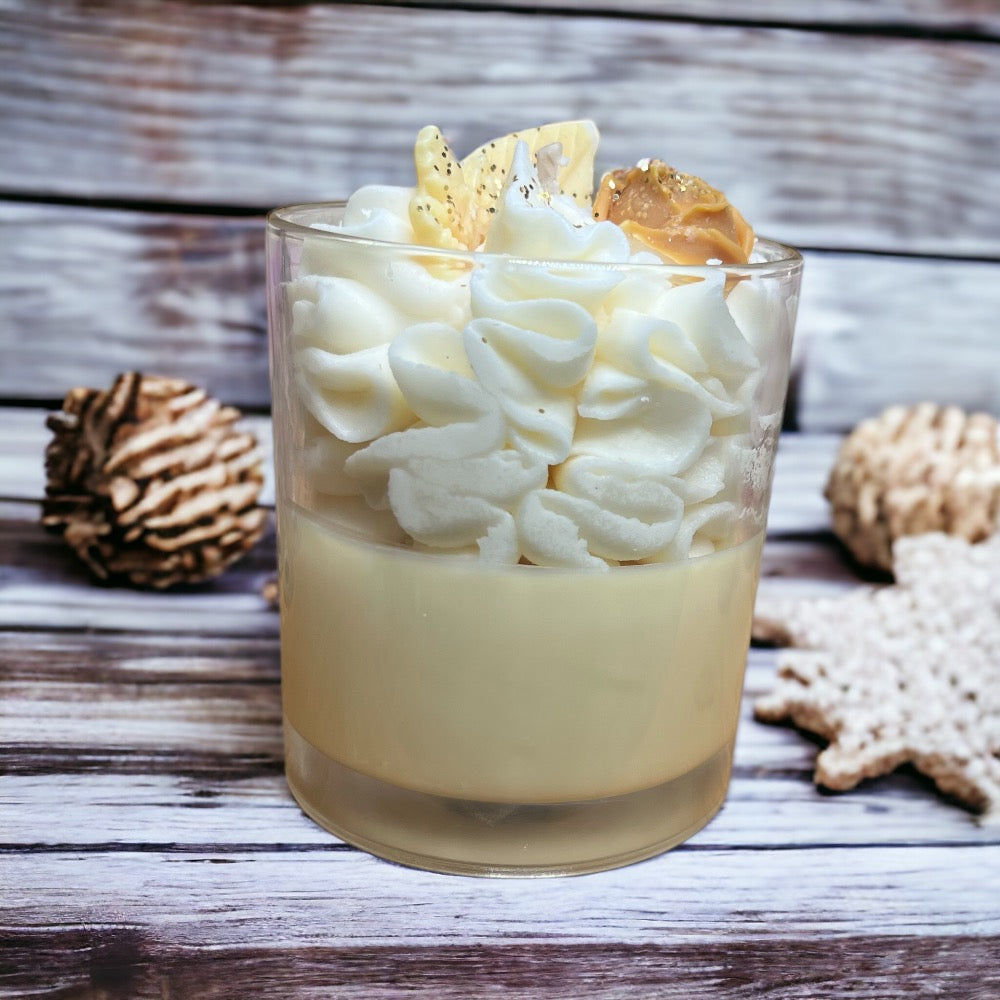 Vanilla Latte Candle with Flowers and Leaves