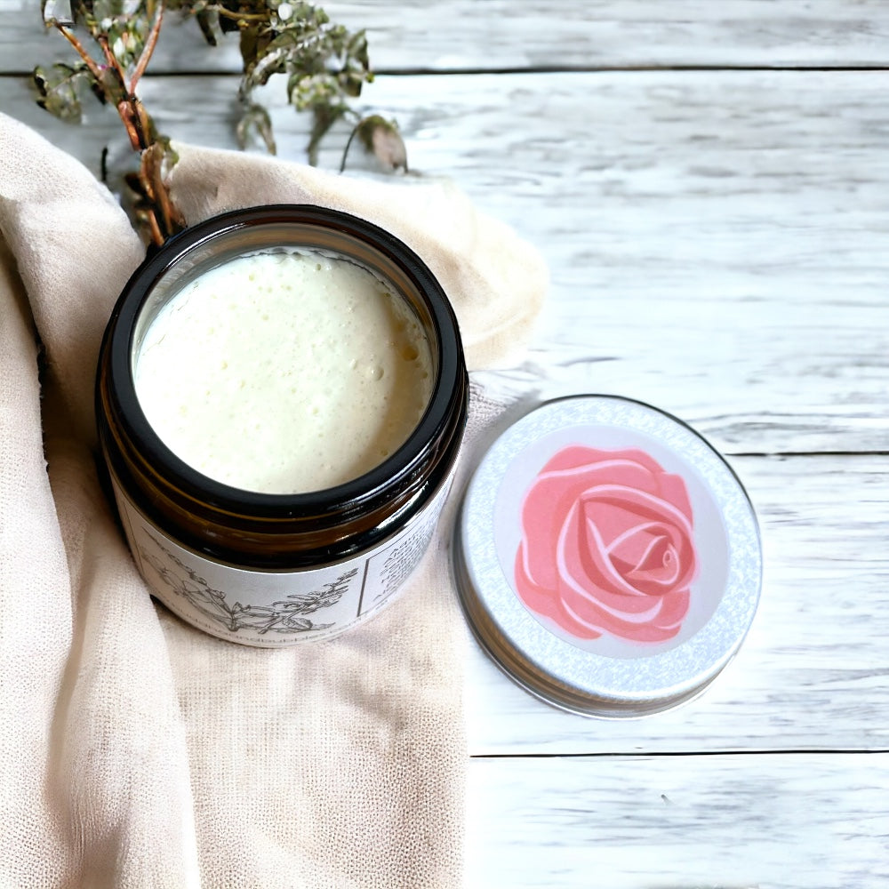 Clary Sage Lavender and rose geranium Essential Oil Magnesium Cream. luxurious magnesium cream enriched with organic cocoa and mango butters, and cold-pressed pumpkin seed oil.