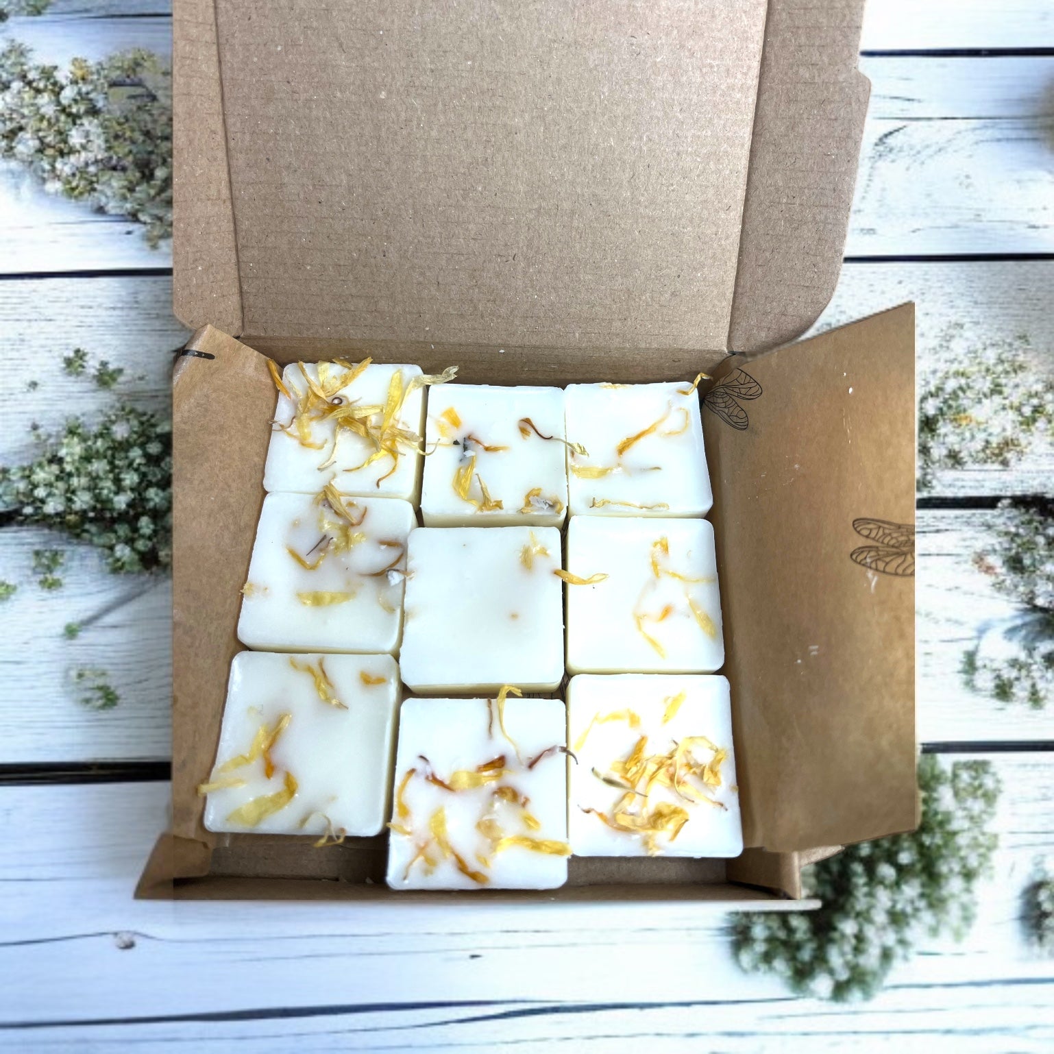 Luxury lucky dip box with assorted selection of skincare haircare candles wax melts magnesium cream