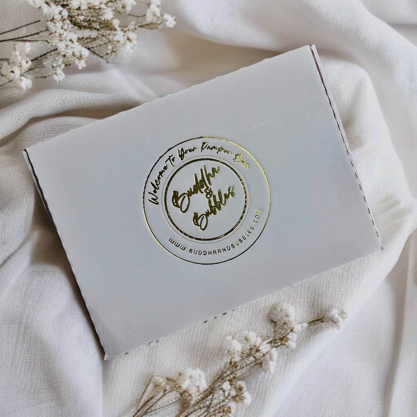 Luxury lucky dip box with assorted selection of skincare haircare candles wax melts magnesium cream