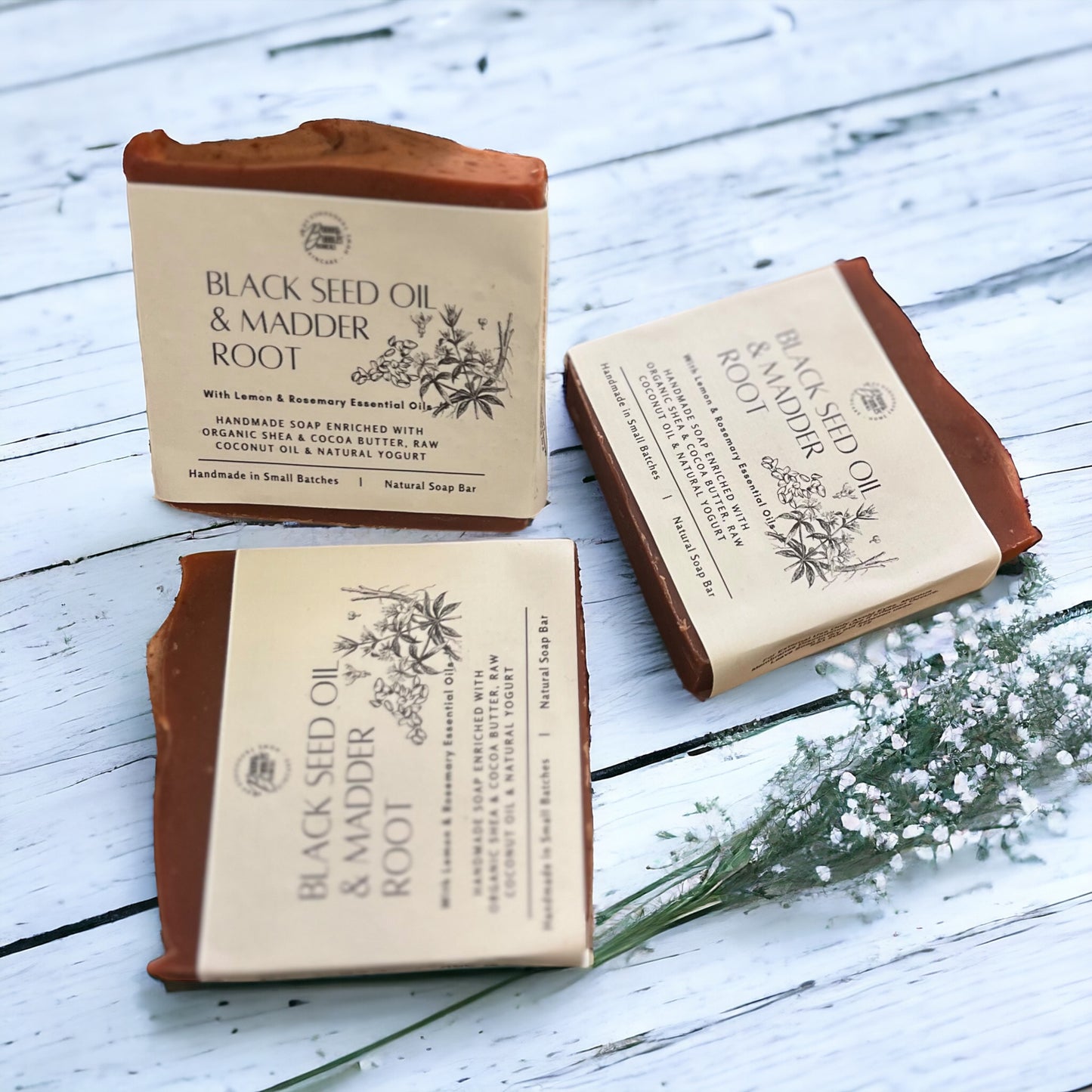 Eco-Friendly Handmade Soap, Natural Ingredients, Black Seed Oil, Madder Root, Gentle Exfoliation, Skin Care