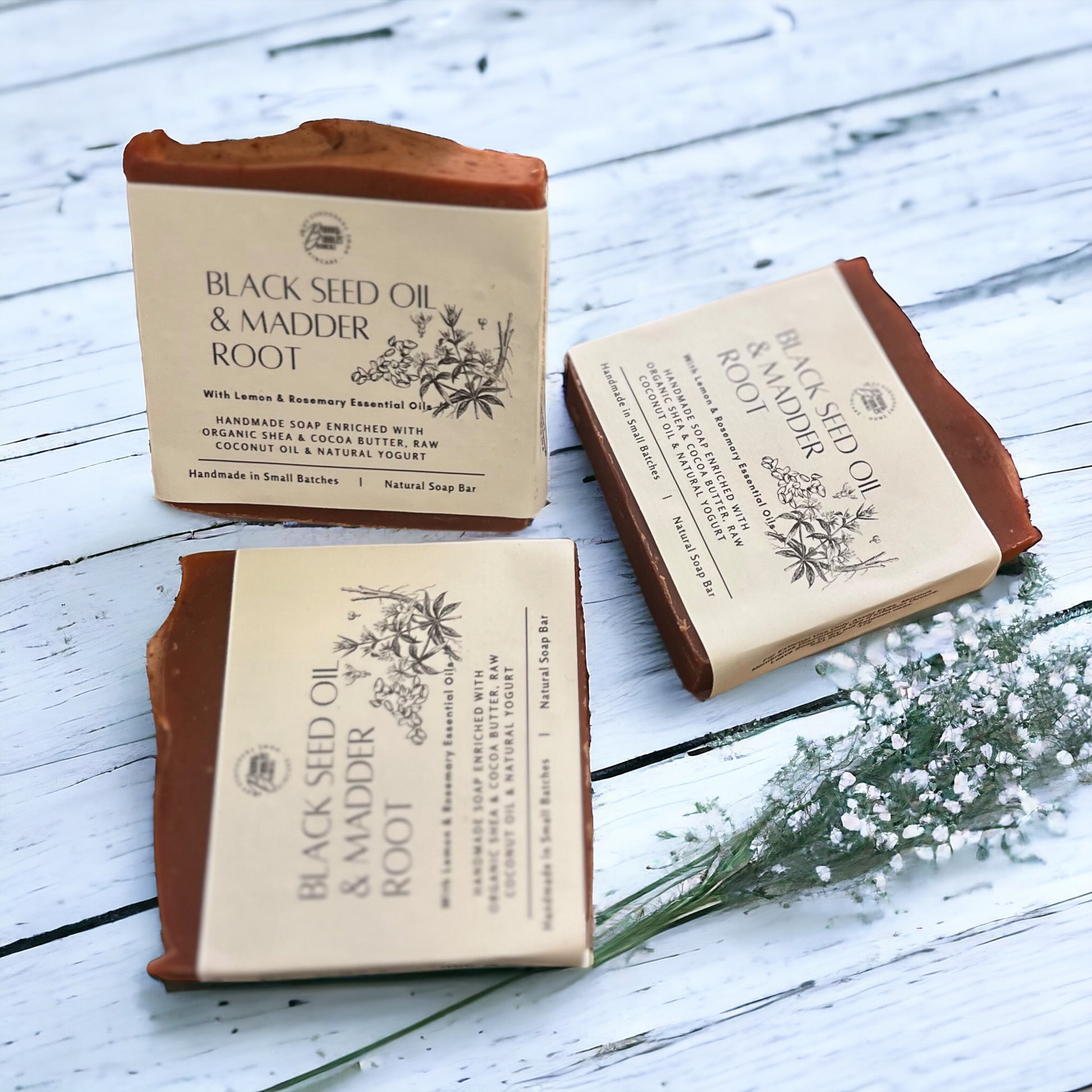 Eco-Friendly Handmade Soap, Natural Ingredients, Black Seed Oil, Madder Root, Gentle Exfoliation, Skin Care