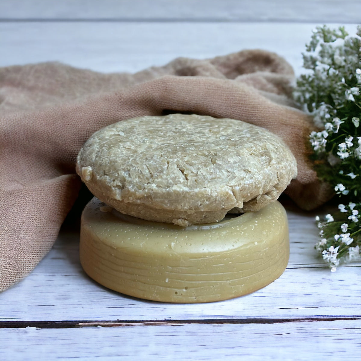 Eco-friendly NURTURE shampoo and conditioner bar with peppermint eucalyptus essential oils with no SLSA