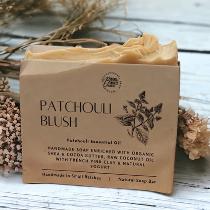 Natural Ingredients, Patchouli Essential Oil, French Pink Clay, Yogurt, Handmade Soap