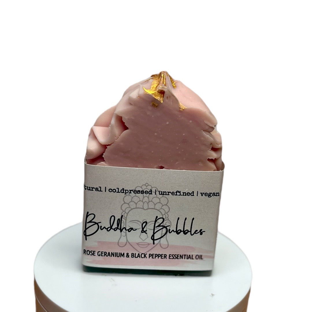Handmade Rose Geranium and Black Pepper Essential Oil Soap with Gift Box
