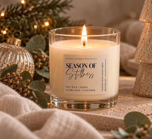 Season of Stillness Essential Oil Candle | Lavender & Clary Sage Aromatherapy Soy Wax Candle | Relaxation & Nighttime Ritual