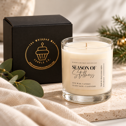 Season of Stillness Essential Oil Candle | Lavender & Clary Sage Aromatherapy Soy Wax Candle | Relaxation & Nighttime Ritual