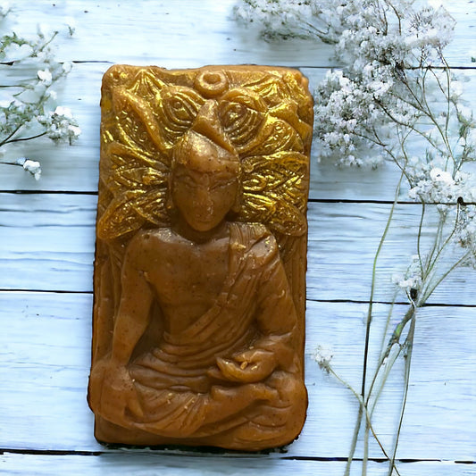 Buddha Soap Bar made with Coffee and Coffee Grounds in a Gift Box 