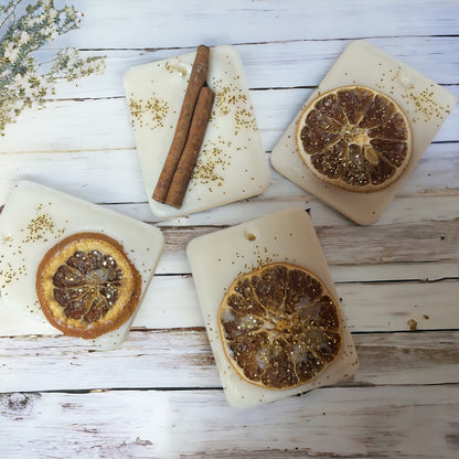 Soy Wax Botanical Xmas Tree Decoration with reusable cotton bag drawer freshener x4 made by buddha and bubbles botanicals