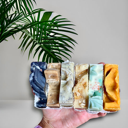 soap gift box with six small soaps and seed paper made by buddha and bubbles botanicals