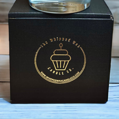 massage candle gift box black and gold foilder
