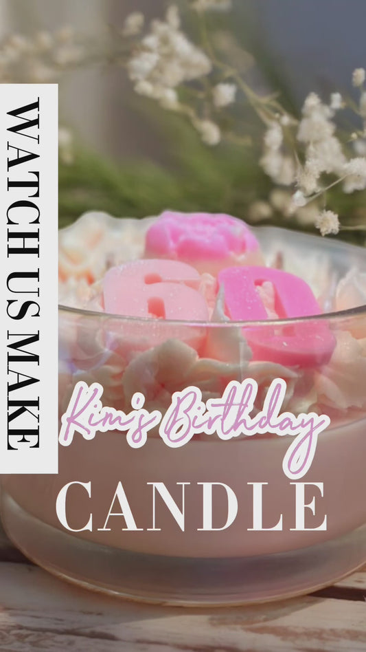 customised Luxury triple-wick candle featuring hand-piped whipped wax with choice of wax melt embeds