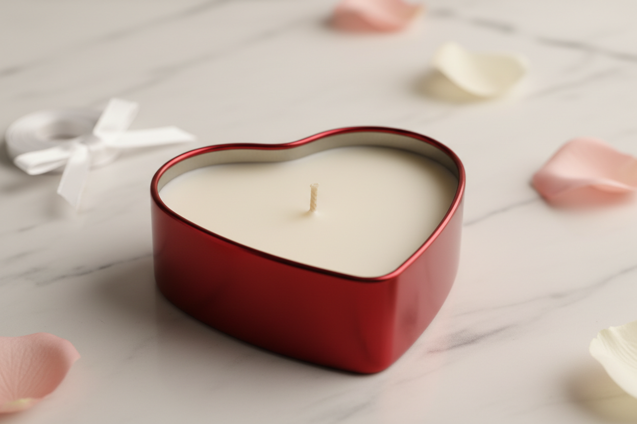 valentines heart shaped candle