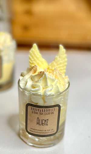 Open image in slideshow, Handmade Dessert Candle with Whipped Wax Top and Alienz Parfum
