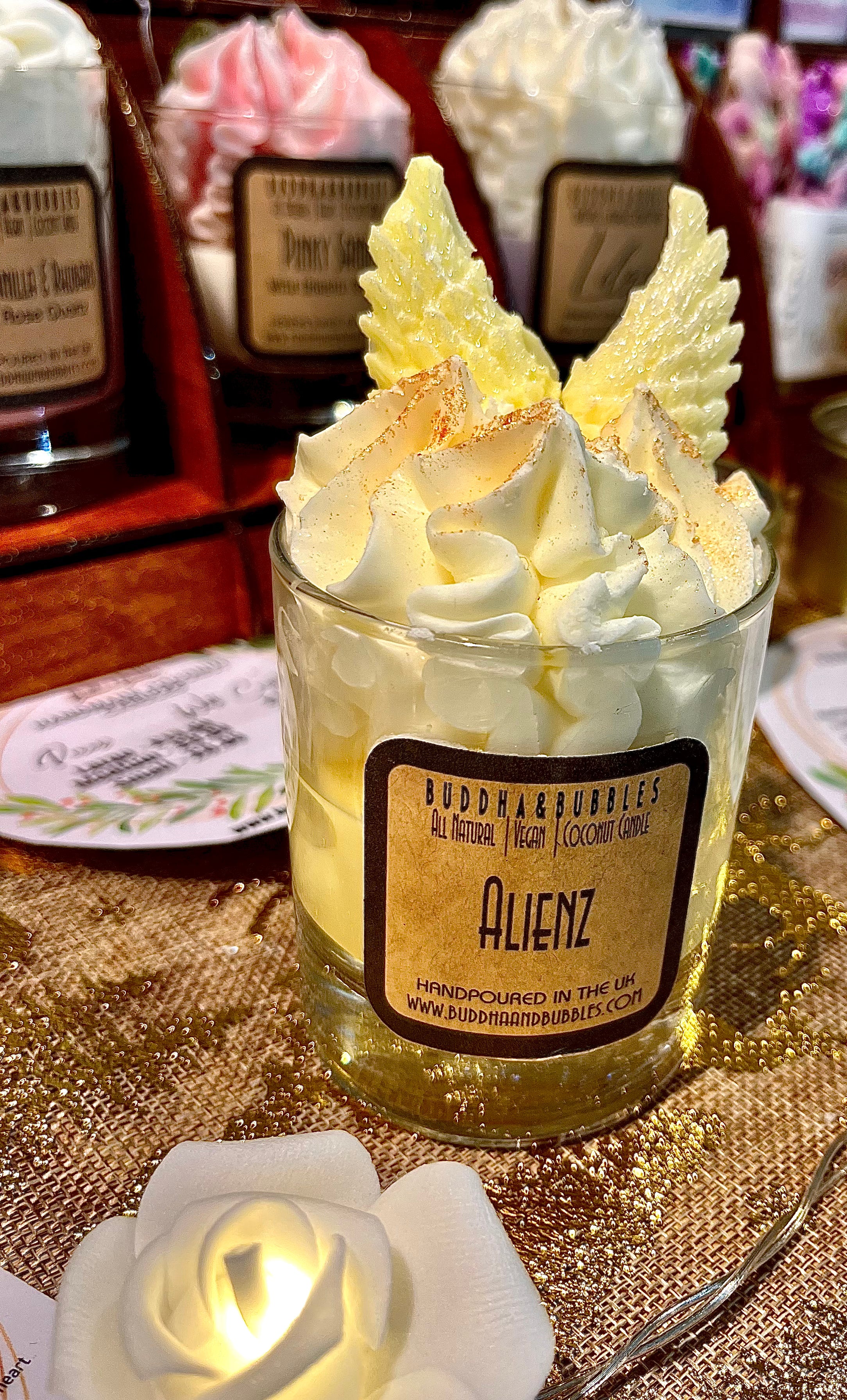 Handmade Dessert Candle with Whipped Wax Top and Alienz Parfum