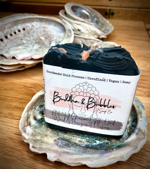 Handmade Soap Activated Charcoal with Oud Wood and Bergamot Parfum