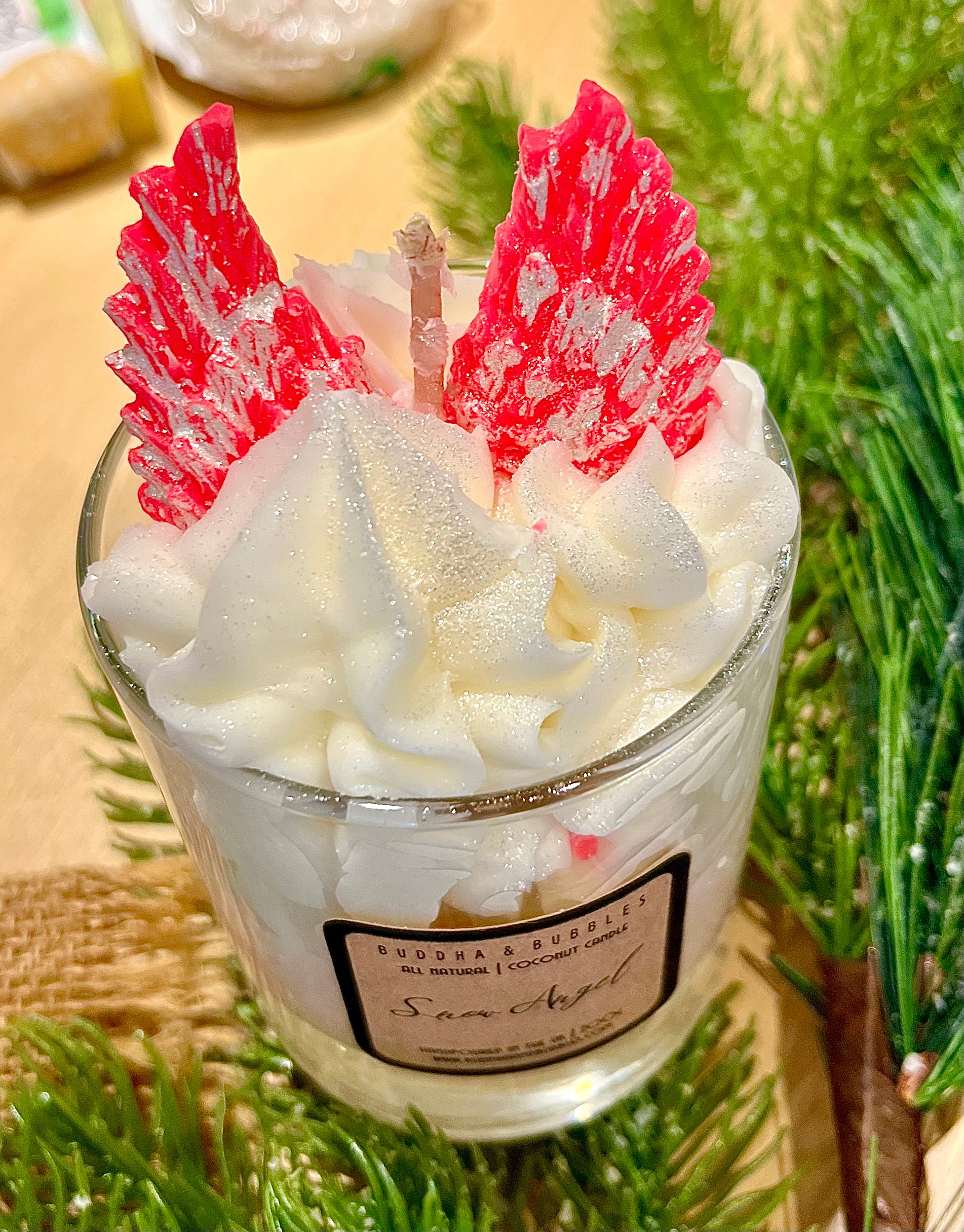 Handmade Dessert Candle Piped with Whipped Wax and Snow Angel Parfum